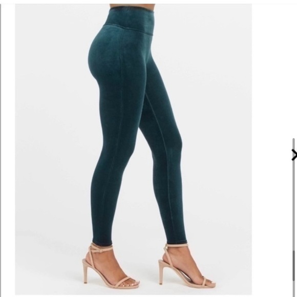 Spanx Velvet Leggings Malachite Emerald Green High Waisted SP - Picture 2 of 11
